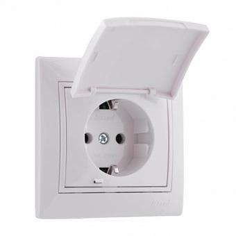 Розетка с/з с крышкой Lezard Mira белый