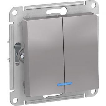 ATN000353 ATLASDESIGN 2-кл ВЫКЛЮЧАТЕЛЬ с подсветкой, сх.5а, 10АХ,  механизм, АЛЮМИНИЙ