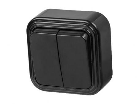 Выключатель 2 кл  Пралеска А5 6-134 черный с монтажной планкой о/у