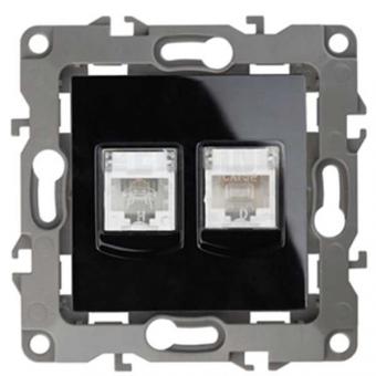 ЭРА Розетка информационная двойная 2 X RJ45, Эра12, чёрный, 12-3108-06