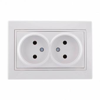 Розетка двойная б/з керамика Lezard Mira белый