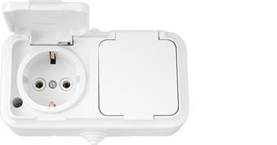 Розетка 2-я с заземляющим контактом с крышкой РА16-303