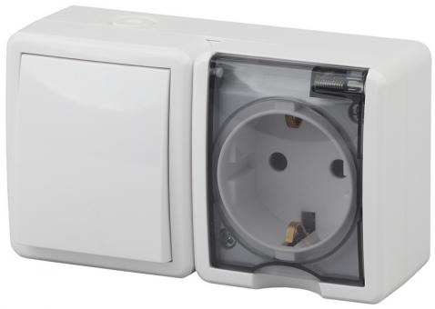 Блок: розетка + 1-кл. выкл. IP54