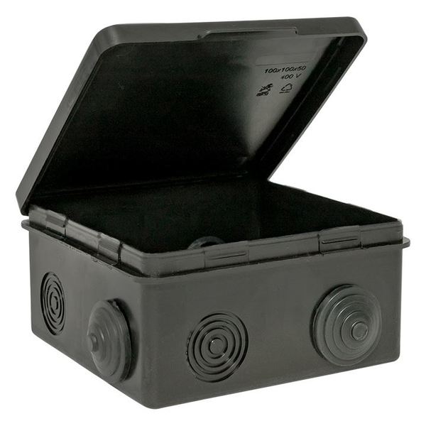 Коробка распаячная 80×80×50 мм IP54 7 вводов черный