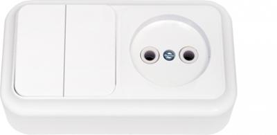 Выключатель 2 кл.+ розетка б/з 2В-РЦ-523