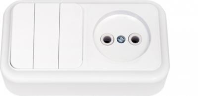 Выключатель 3 кл.+ розетка б/з 3В-РЦ-525