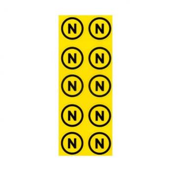 Комплект наклеек из 10 шт. "N", р-р 1,5*1,5 см, цветн., с/к из пленки ПВХ, с подрезкой