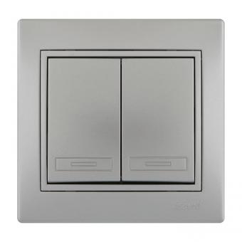 Lezard Myra Выключатель 2 кл. серебро