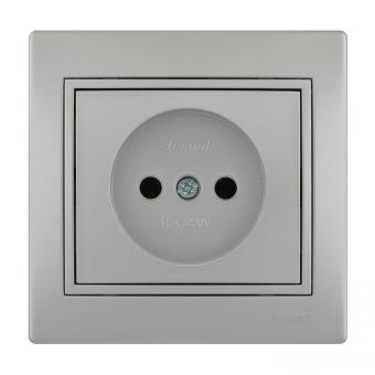 Lezard Myra Розетка 1я без заземления серебро