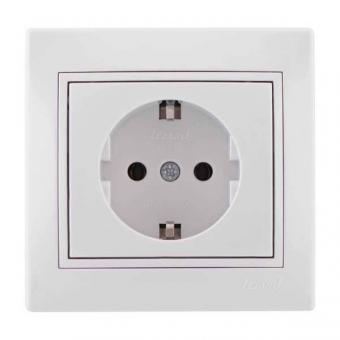 Розетка 1-я с заземл. контактами Mira белый
