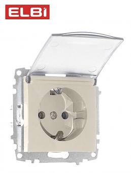 Розетка с крышкой с/з, кремовый, EL-BI Zena-Vega 609-010300-218