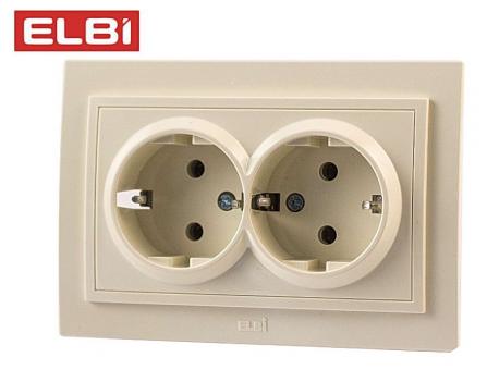 Розетка 2-я с/з, кремовый,EL-BI Zena 500-010320-907