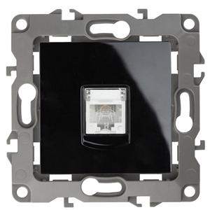 Розетка телефонная RJ11, черный, ЭРА 12 (механизм), 12-3105-06