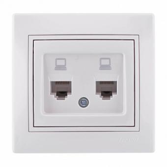 Розетка двойная компьютерная Lezard Mira белый