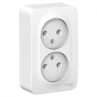 О/У РОЗЕТКА двойная без зазем. без штор., МОНТ.ПЛ., 16А, 250В, БЕЛЫЙ (MS)