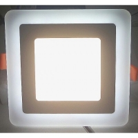 Светильник светодиодный 6+3W с декоративной подсветкой квадратный,белый,IP 20 			