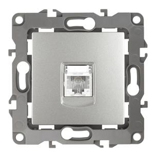 Розетка телефонная RJ11, алюминий (мех-м), ЭРА 12 12-3105-03