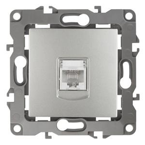 Розетка информационная RJ45, алюминий, ЭРА 12, 12-3107-03