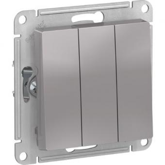 ATN000331 ATLASDESIGN 3-клавишный ВЫКЛЮЧАТЕЛЬ,  сх.1+1+1, 10АХ, механизм, АЛЮМИНИЙ