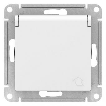 ATN000146 ATLASDESIGN РОЗЕТКА с заземл. со шторками с крышкой, 16А, IP20,  механизм, БЕЛЫЙ