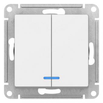 ATN000153 ATLASDESIGN 2-клавишный ВЫКЛЮЧАТЕЛЬ с подсветкой, сх.5а, 10АХ , механизм, БЕЛЫЙ