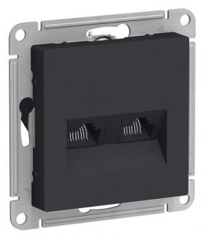 ATN001085 ATLASDESIGN РОЗЕТКА двойная компьютерная RJ 45+RJ 45, кат.5E, механизм, КАРБОН