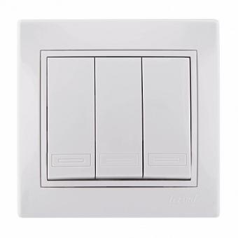 Выключатель трехклавишный Lezard Mira белый