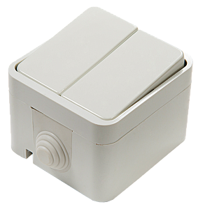Выключатель двухклавишный AQUA 1OA IP44