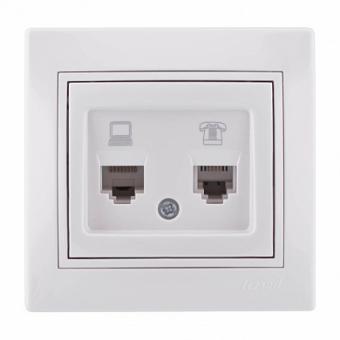 Розетка компьютер+телефон Lezard Mira белый