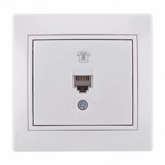 Розетка телефонная евро Lezard Mira белый