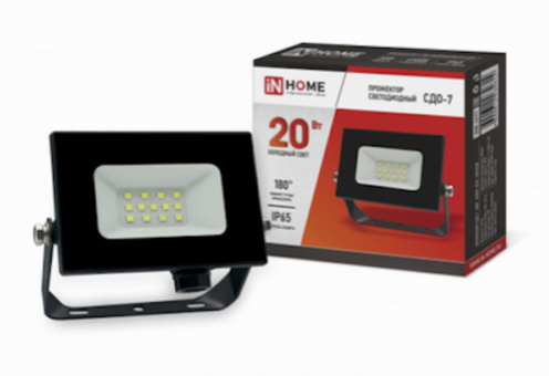Прожектор светодиодный СДО-7 20Вт 230В 6500К IP65 черный 