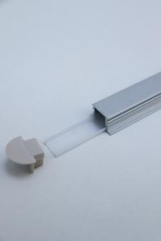 19110 Комплект: Профиль врезной алюминиевый серебристый анодированный с экраном 22*12 мм, длина 2 метра, 2 заглушки, 4 монтажные клипсы ПОД ЗАКАЗ