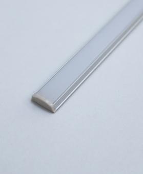 19060 Комплект: Профиль накладной алюминиевый серебристый анодированный с экраном 15*5.6 мм, длина 2 метра, 2 заглушки, 4 монтажные клипсы ПОД ЗАКАЗ