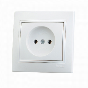 Розетка 1-я без заземл. контактов белый Mira