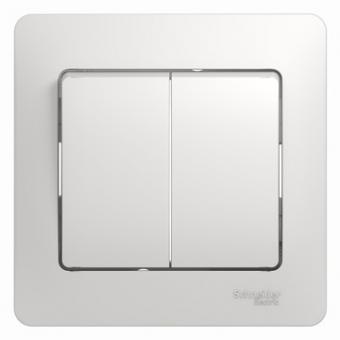 GSL000152 GLOSSA 2-клавишный ВЫКЛЮЧАТЕЛЬ,  сх.5, 10АХ, в сборе, БЕЛЫЙ (MS)