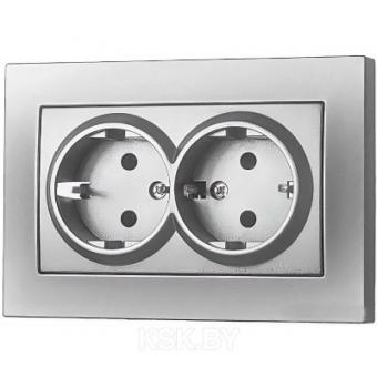 Розетка 2-я с з/к серебро Vega EL-BI  (510-011030-907)