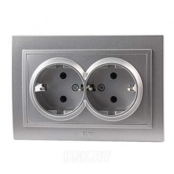 Розетка 2-я с/з серебро Zena EL-BI  (500-011020-907)