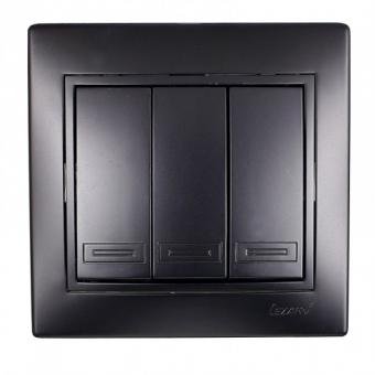 Выключатель тройной Lezard Mira , 701-4242-109 черный бархат