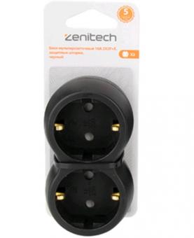 Блок мультирозеточный 16А 2х2P+E,защитные шторки,чёрный